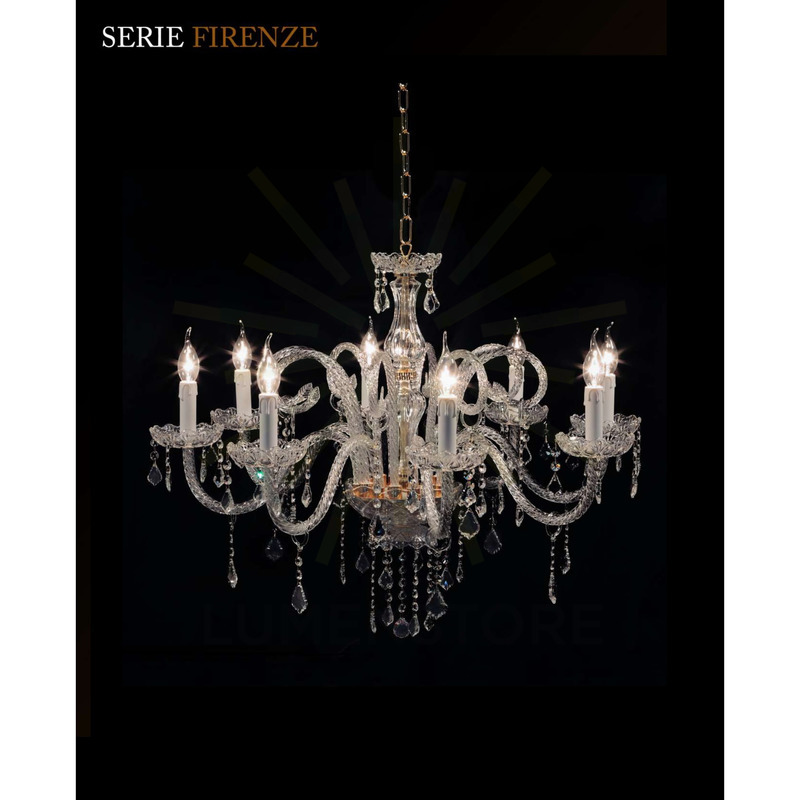 lampadario firenze 8 x e14 cristal luce 8 pastorali