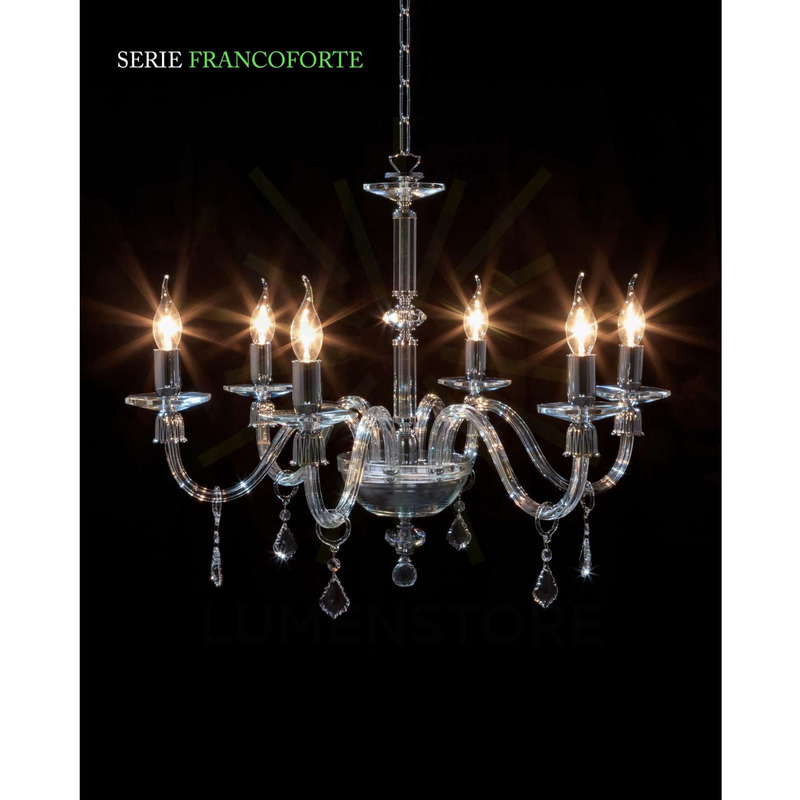 lampadario francoforte 6 x e14 cristal luce