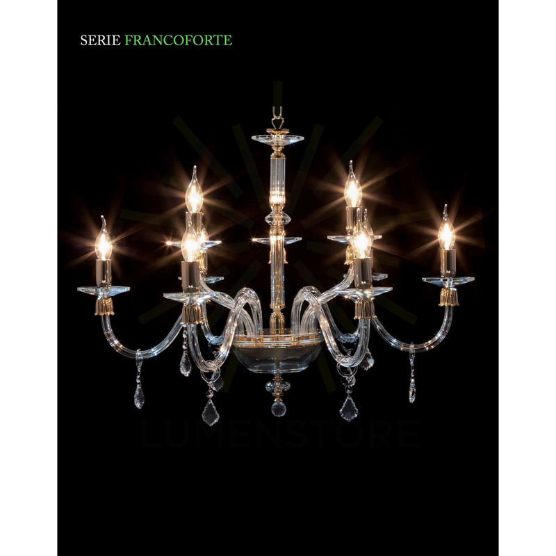 lampadario francoforte 6+3 x e14 cristal luce