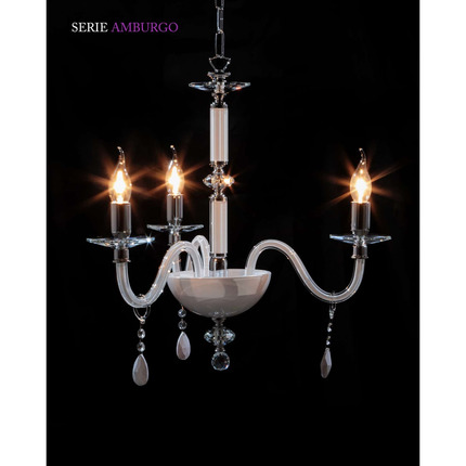 lampadario amburgo 3 x e14 cristal luce laccato bianco