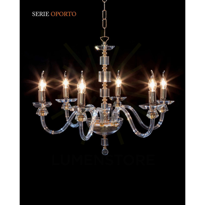 lampadario oporto 6 x e14 cristal luce