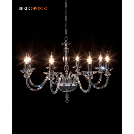 lampadario oporto 8 x e14 cristal luce