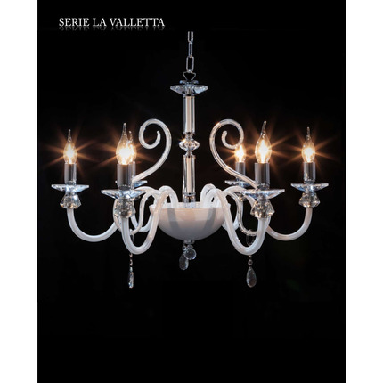 lampadario la valletta 6 x e14 cristal luce bianco pastorali