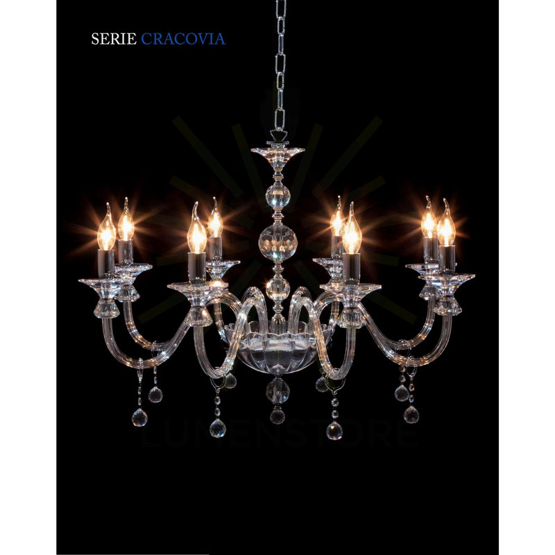 lampadario cracovia 6 x e14 cristal luce