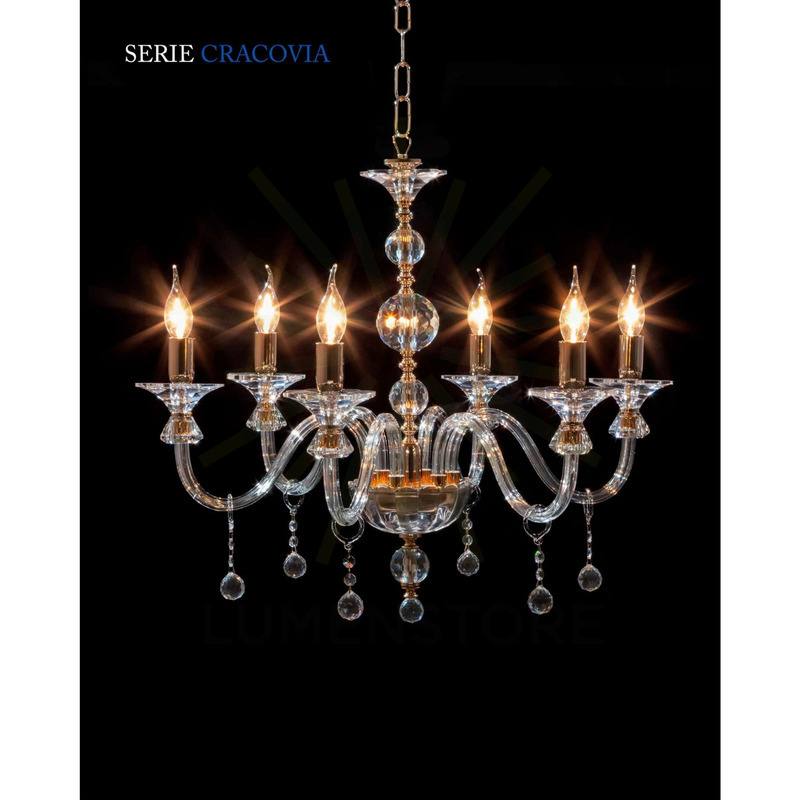 lampadario cracovia 8 x e14 cristal luce