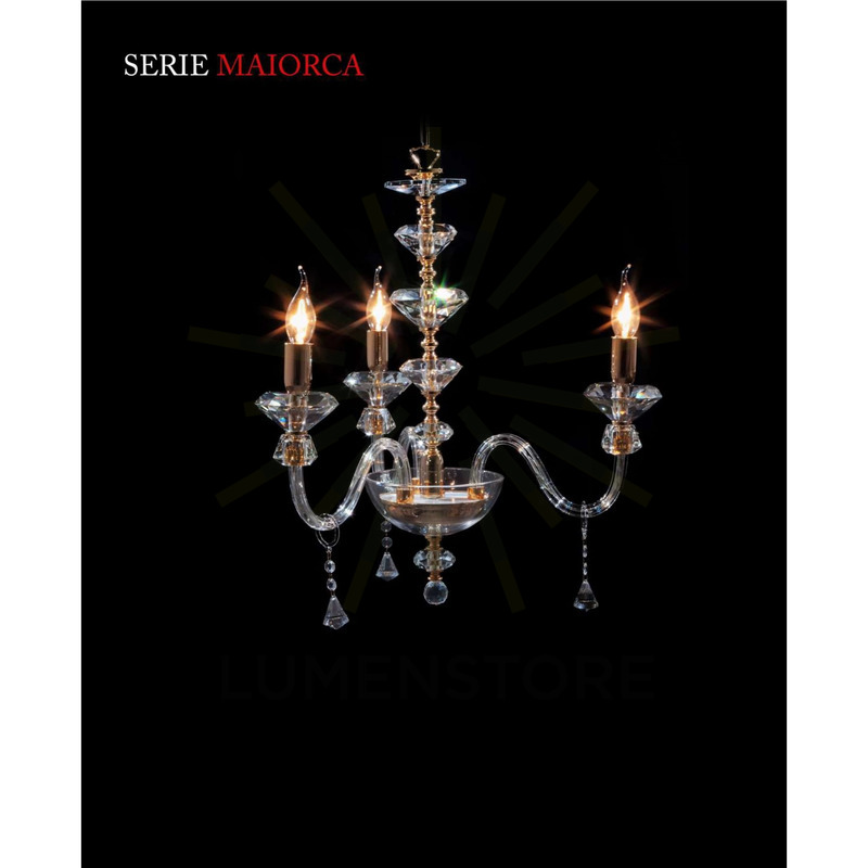 lampadario maiorca 3 x e14 cristal luce