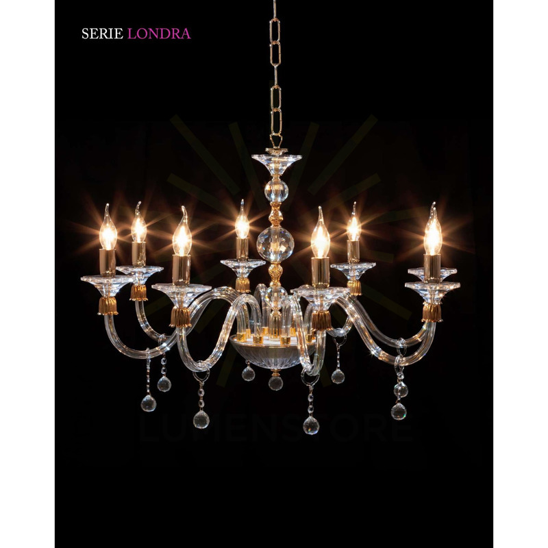 lampadario londra 8 x e14 cristal luce