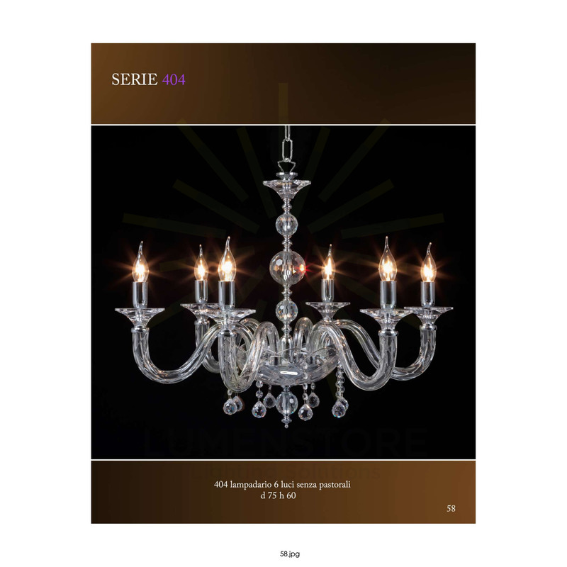 lampadario serie404 6 x e14 cristal luce