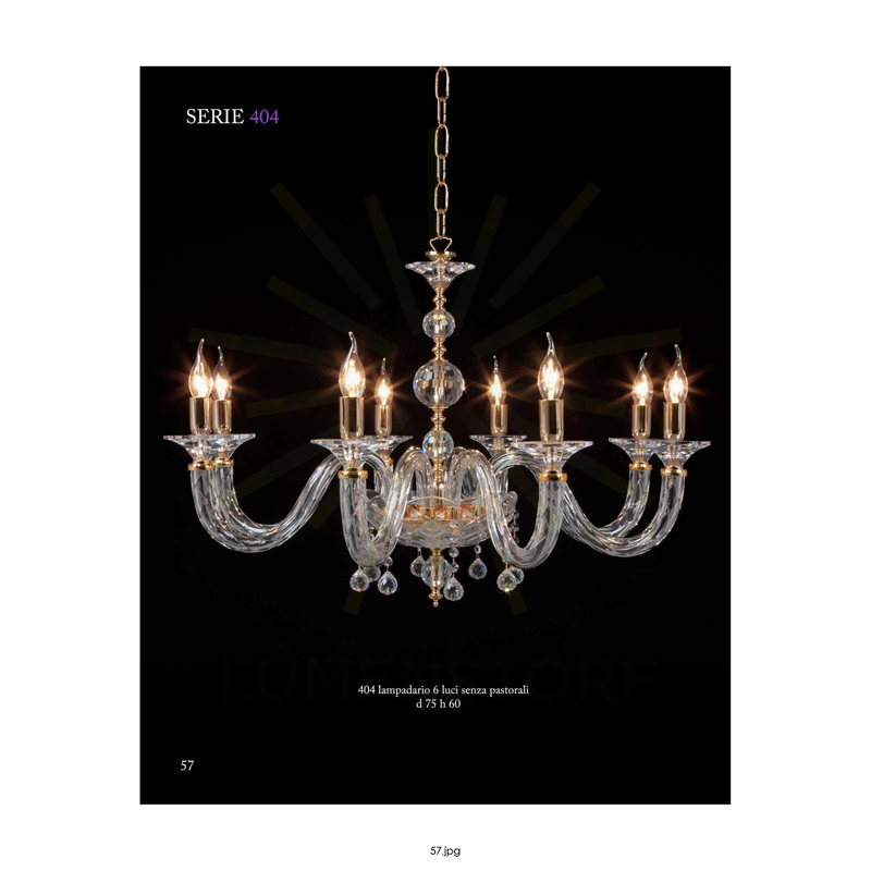 lampadario serie404 6 x e14 cristal luce