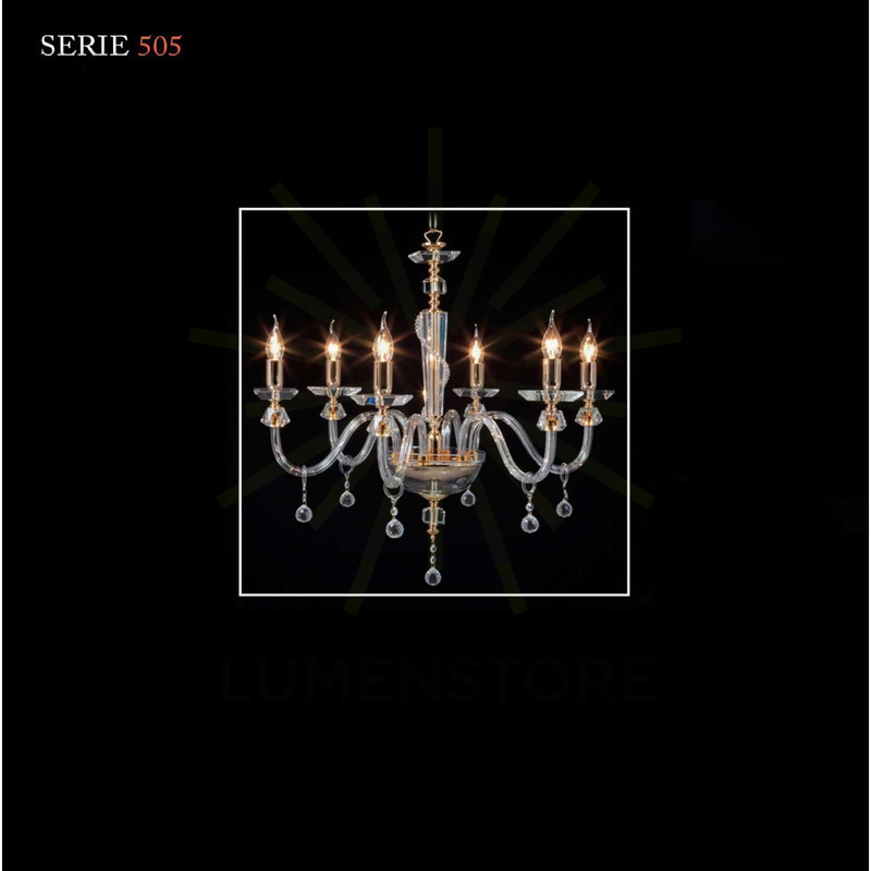 lampadario serie505 6 x e14 cristal luce