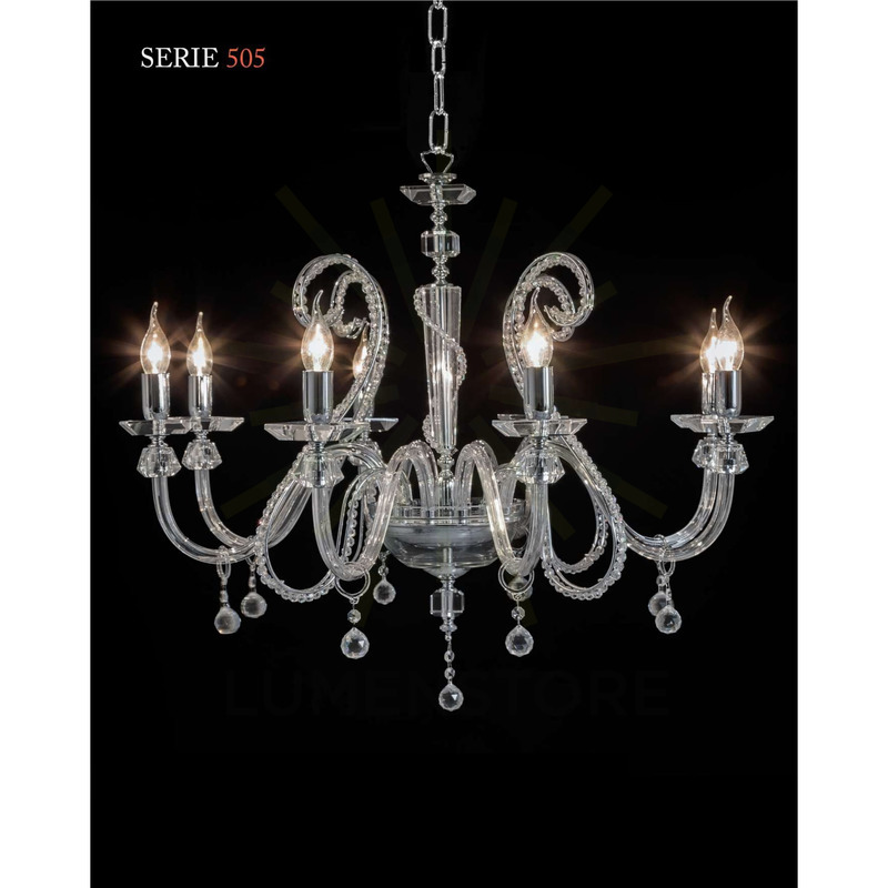 lampadario serie505 8 x e14 cristal luce pastorali