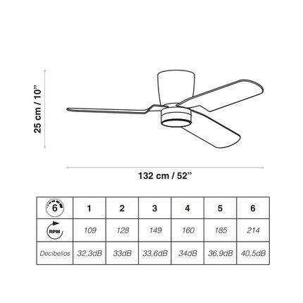 ventilatore led brisa 132cm motore 30w acb da soffitto platino