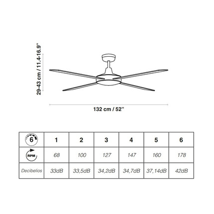 ventilatore da soffitto in compensato raki 132cm motore 30w acb bianco