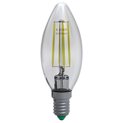 lampadina led candela e14 6w luce fredda 6000k ecoman vetro trasparente