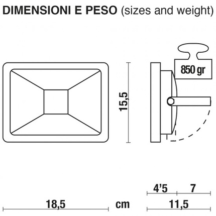 proiettore led proled 30w luce naturale 4000k ecoman bianco ip65 mini slim