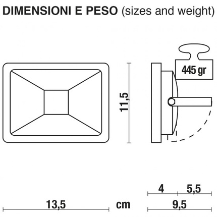 proiettore led proled 20w luce naturale 4000k ecoman bianco ip65 mini slim