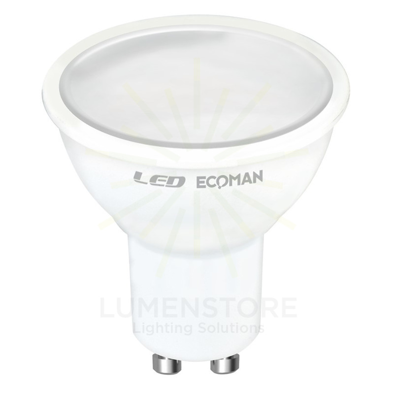 lampadina led dicroica gu10 7w luce naturale 4000k ecoman vetro ghiaccio
