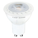 lampadina led dicroica gu10 7w luce calda 3000k ecoman vetro trasparente