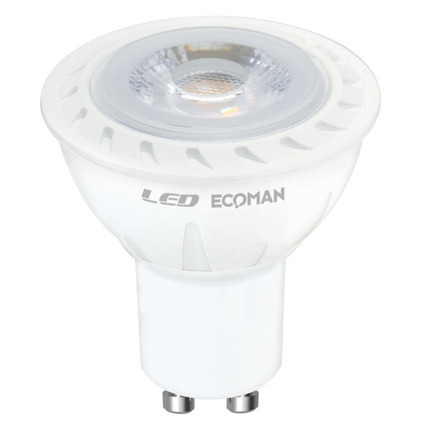 lampadina led dicroica gu10 7w luce fredda 6000k ecoman vetro trasparente