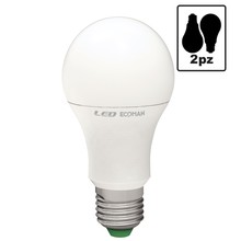 lampadina led goccia e27 15w luce fredda 6000k ecoman vetro ghiaccio confezione 2 pezzi