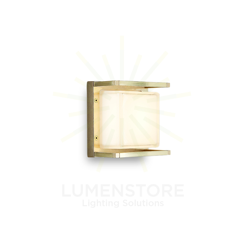 applique led ice cubic 11w luce calda 3000k ottone naturale ip65 m3405