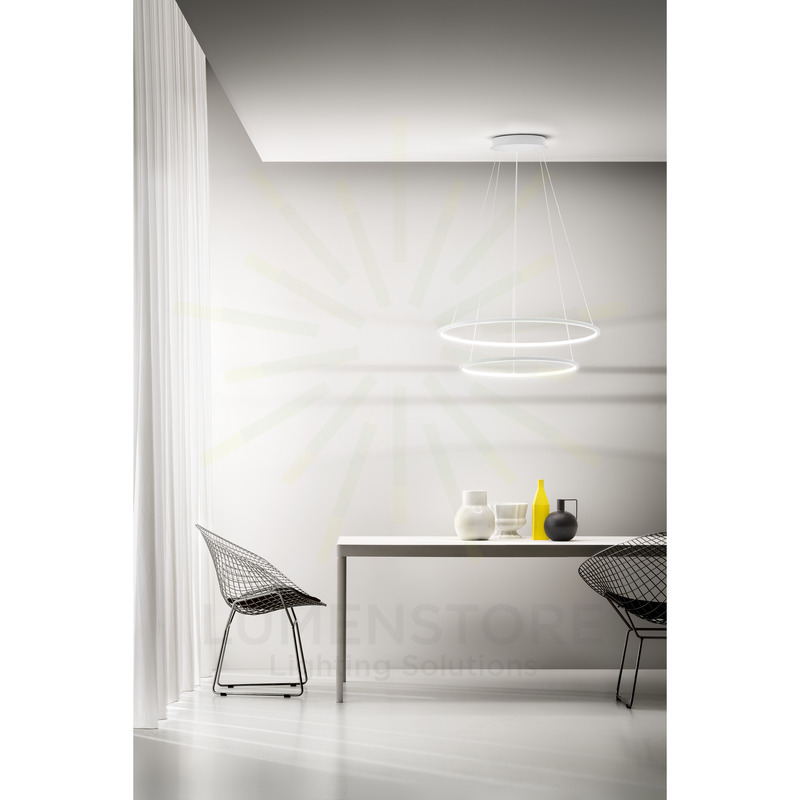 lampadario led erika 80w luce calda 3000k gea luce rotondo a due anelli 