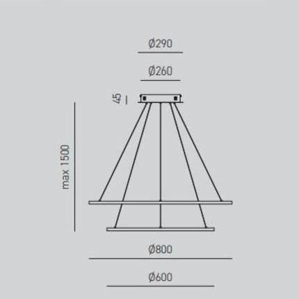 lampadario led erika 80w luce calda 3000k gea luce rotondo a due anelli 