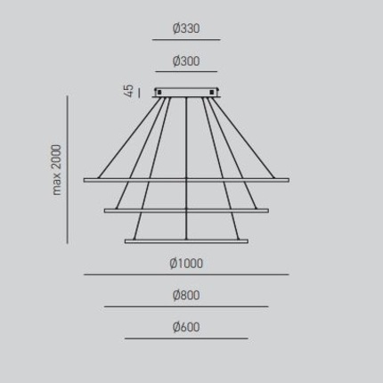 lampadario led erika 128w luce calda 3000k gea luce rotondo a tre anelli 