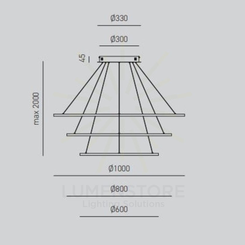 lampadario led erika 128w luce calda 3000k gea luce rotondo a tre anelli 