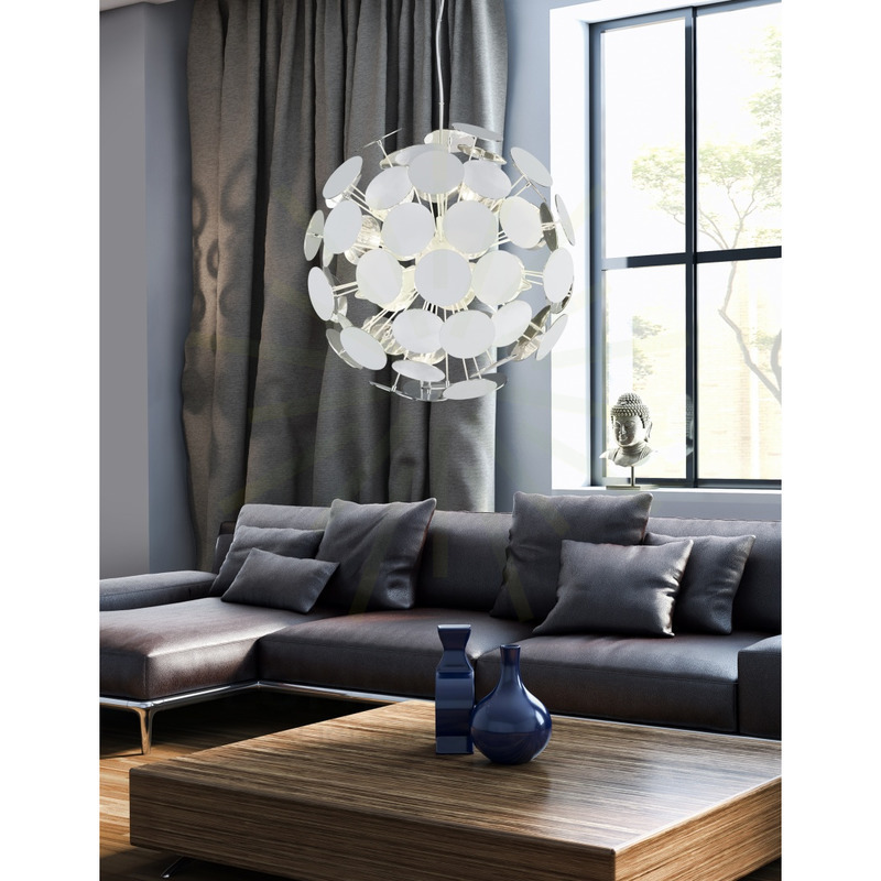 lampadario a sospensione bianco serie discalgo trio lighting 309900631