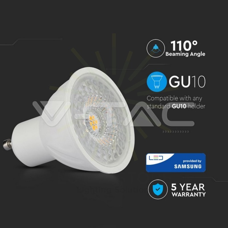 lampadina led gu10 6.5w luce fredda v-tac sku194