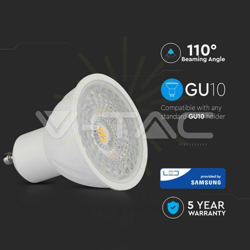 lampadina led gu10 6w luce naturale v-tac sku21193