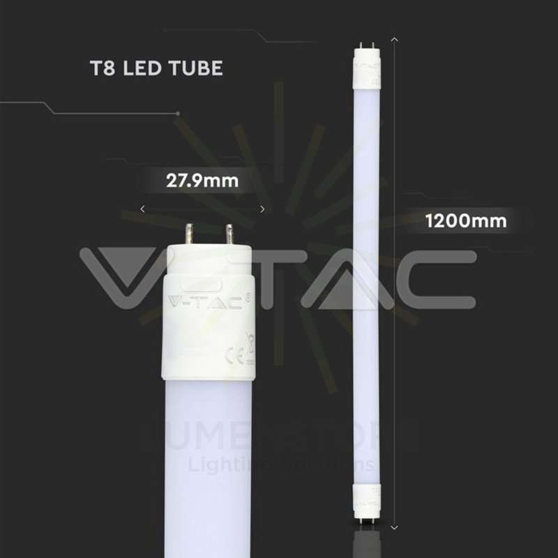 tubo led t8 g13 120 cm 18w luce naturale v-tac sku6273