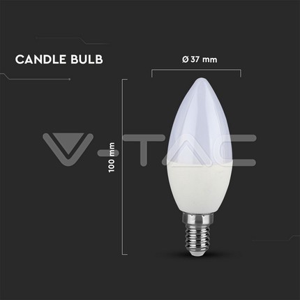 lampadina led candela e14 5.5w luce fredda 6400k v-tac sku173