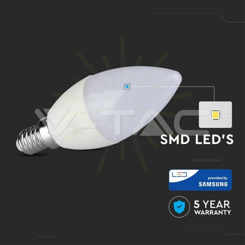lampadina led candela e14 4.5w luce calda 3000k v-tac sku21171