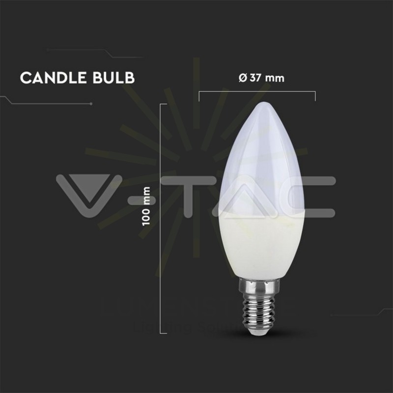 lampadina led candela e14 5.5w luce calda 3000k v-tac sku171