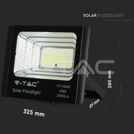 faretto con pannello solare 100w a led luce naturale v-tac sku8576