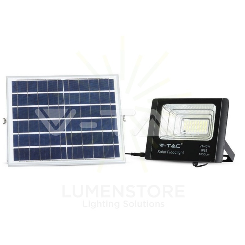 faretto con pannello solare 40w a led luce naturale v-tac sku8574