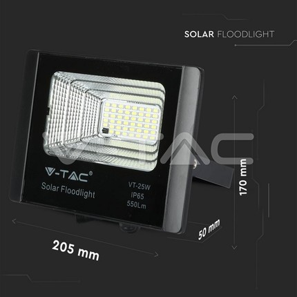 faretto con pannello solare 25w a led luce naturale v-tac sku8573