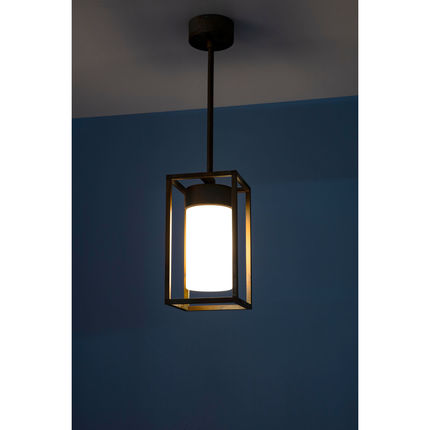 lampada da soffitto cubic e27 ramato anticato vetro opale ip44 m3368