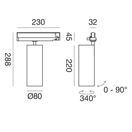 faretto da binario 40w luce calda 3000k bianco gfa972c gea luce