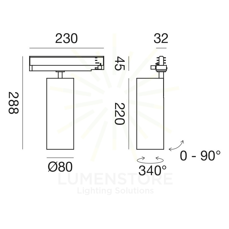 faretto da binario 40w luce calda 3000k bianco gfa972c gea luce
