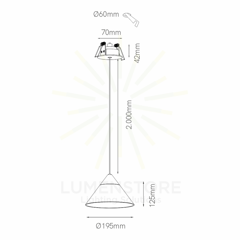 sospensione led a incasso 6w 220/240v 2700k nero/trasparente ip20 beneito faure 4810