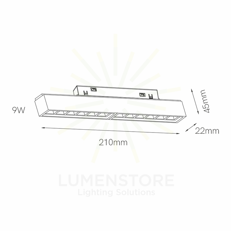 faretto led per binario magnetico 9w 48v 3000k bianco ip20 beneito faure 