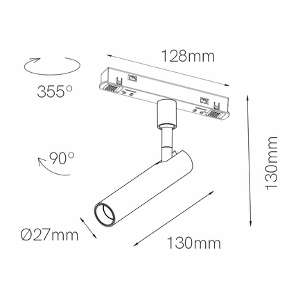 faretto led per binario magnetico 4.5w 48v 3000k nero ip20 alp beneito faure 