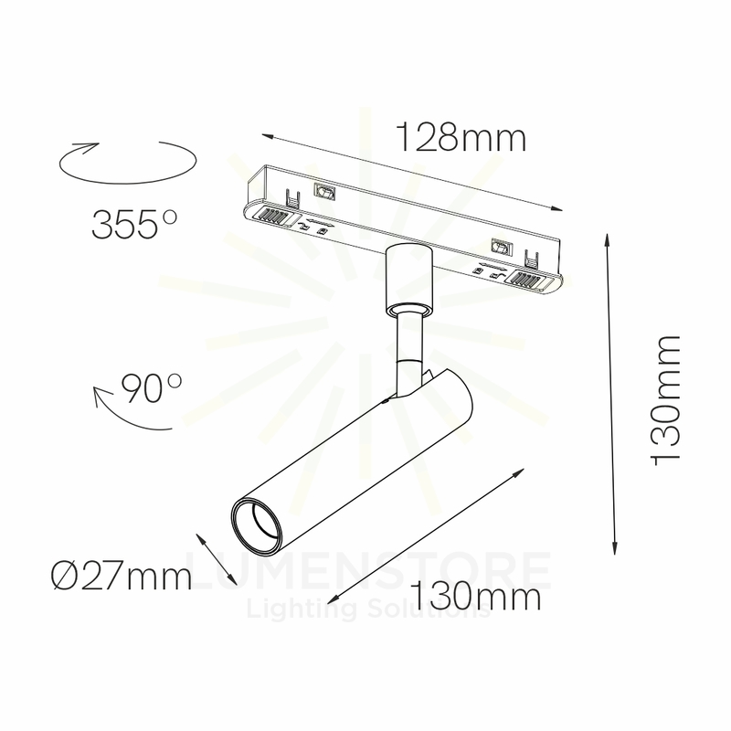 faretto led per binario magnetico 4.5w 48v 3000k nero ip20 alp beneito faure 