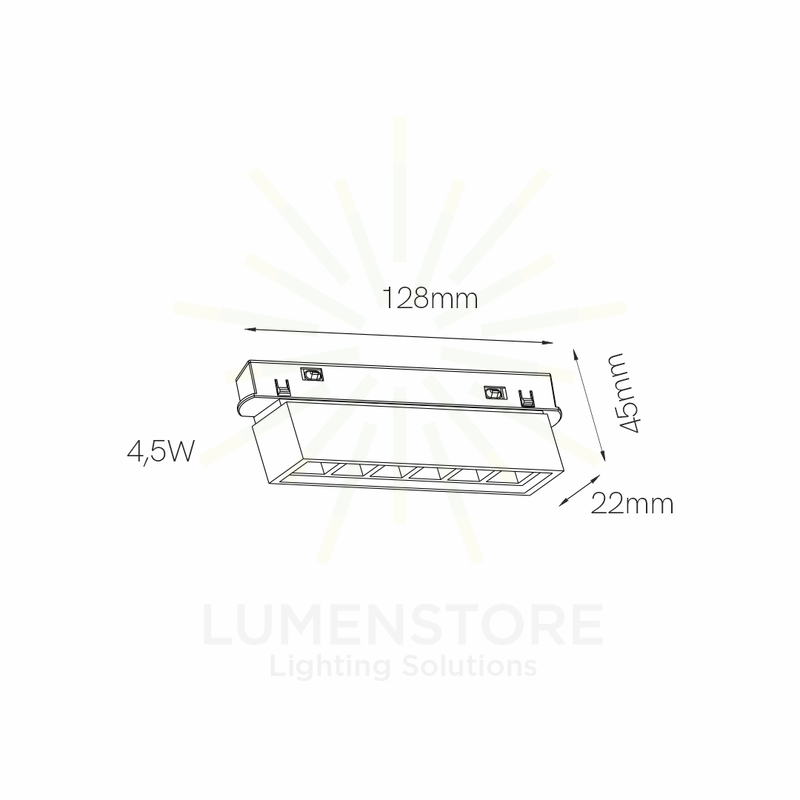 faretto led per binario magnetico 4.5w 48v 2700k bianco ip20 beneito faure 