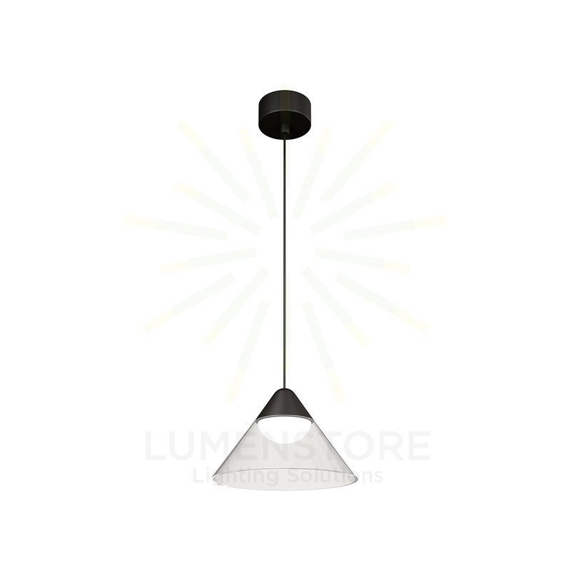 sospensione led a soffitto 6w 220/240v 3000k nero/trasparente ip20 beneito faure 4817