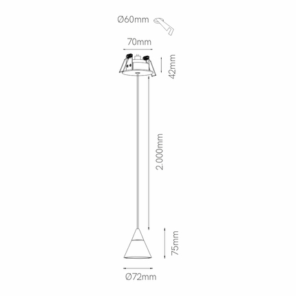 sospensione led da incasso 7w 220/240v 3000k bianco ip20 beneito faure 4800
