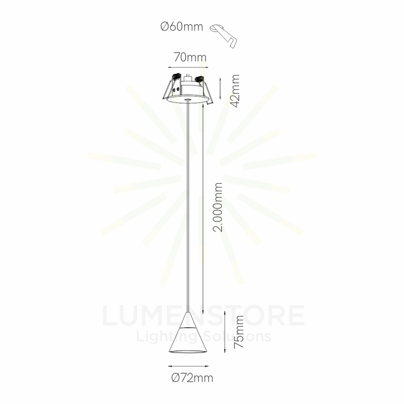 sospensione led da incasso 7w 220/240v 3000k bianco ip20 beneito faure 4800